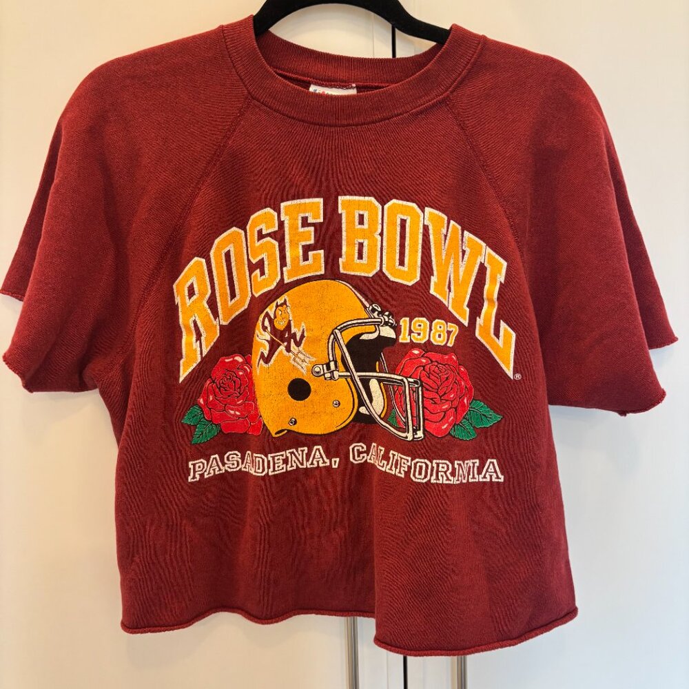 Vintage Rose Bowl 1987 cropped short sleeve sweatshirt